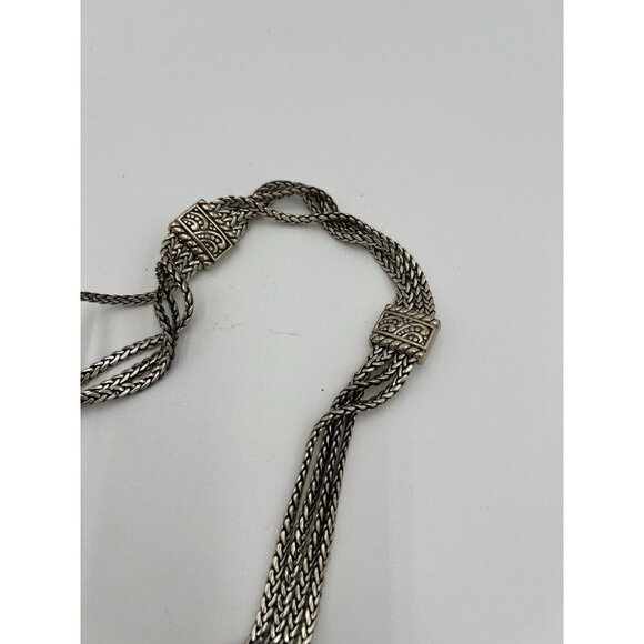 Vtg BRIGHTON Women's M Silver Leather Belt Hearts Braided Chain Western Cowgirl - Picture 8 of 9